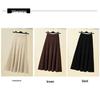 Women's High Waist Wool Knit A-Line Pleated Midi Skirt - Autumn/Winter Slimming Umbrella Hem