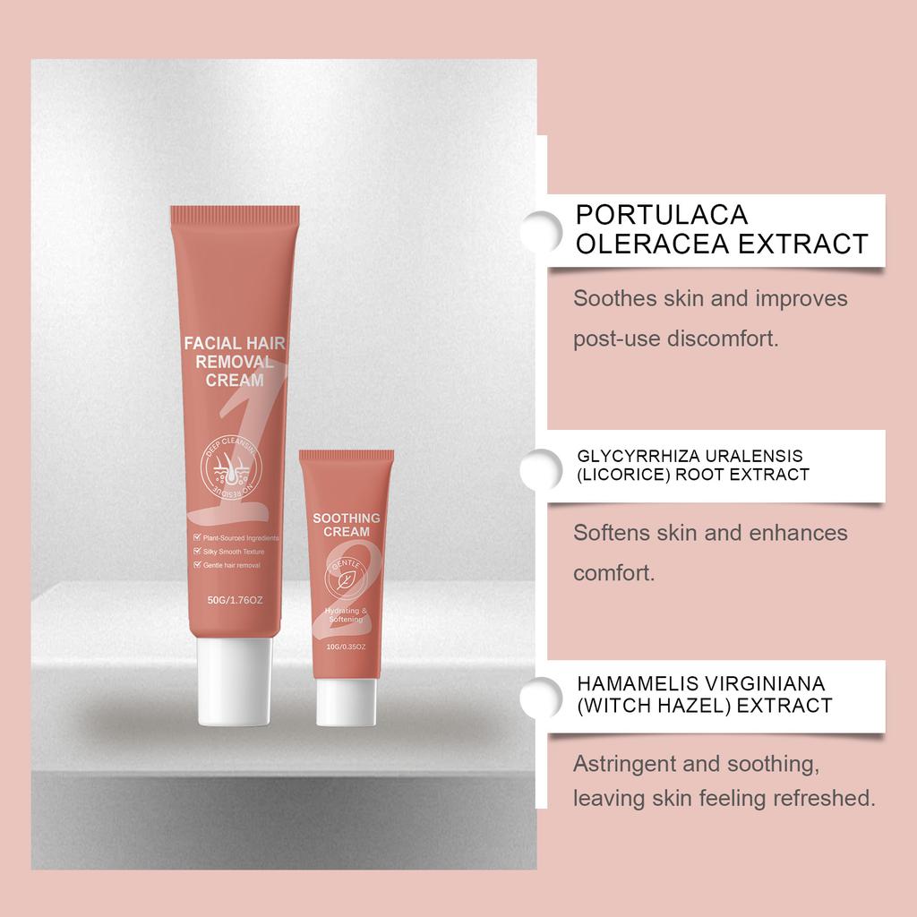 Gentle Body Hair Removal Cream For Underarm, Private Part, Pubic Area Bikini Area, VE Infused Material Soothes Protects Repairs Skin50g+10g