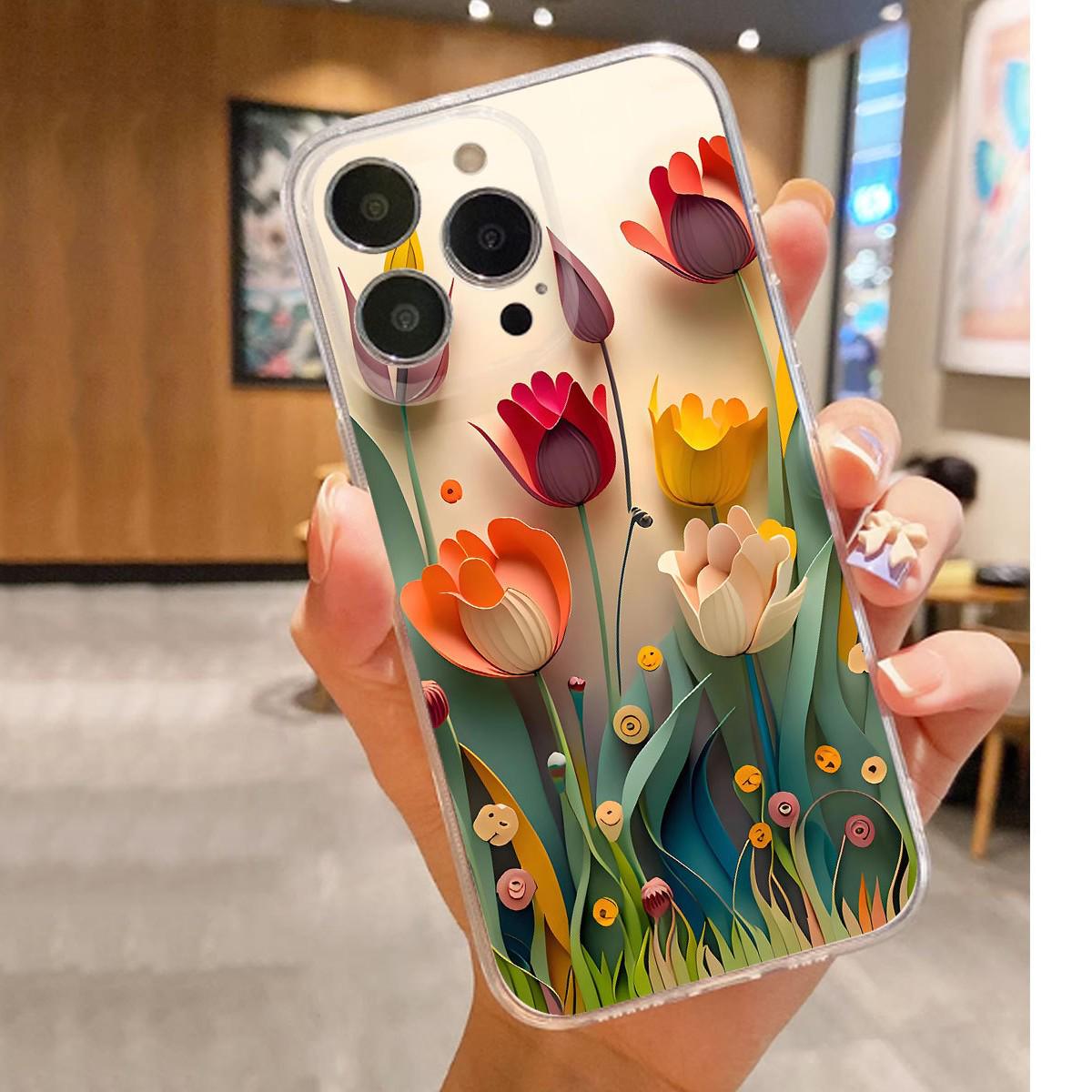 

Красочный прозрачный противоударный чехол с тюльпанами для серии iPhone 14/15/16/17 Pro Max Huawei Nova 6SE/P40 Lite