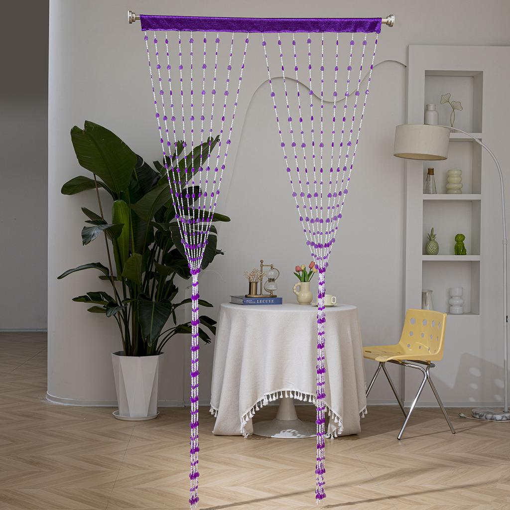 100 X 200cm Door Curtain 18 Strands Crystal Clear Heart Shaped Beads Divider Curtain for Living Room Bedroom
