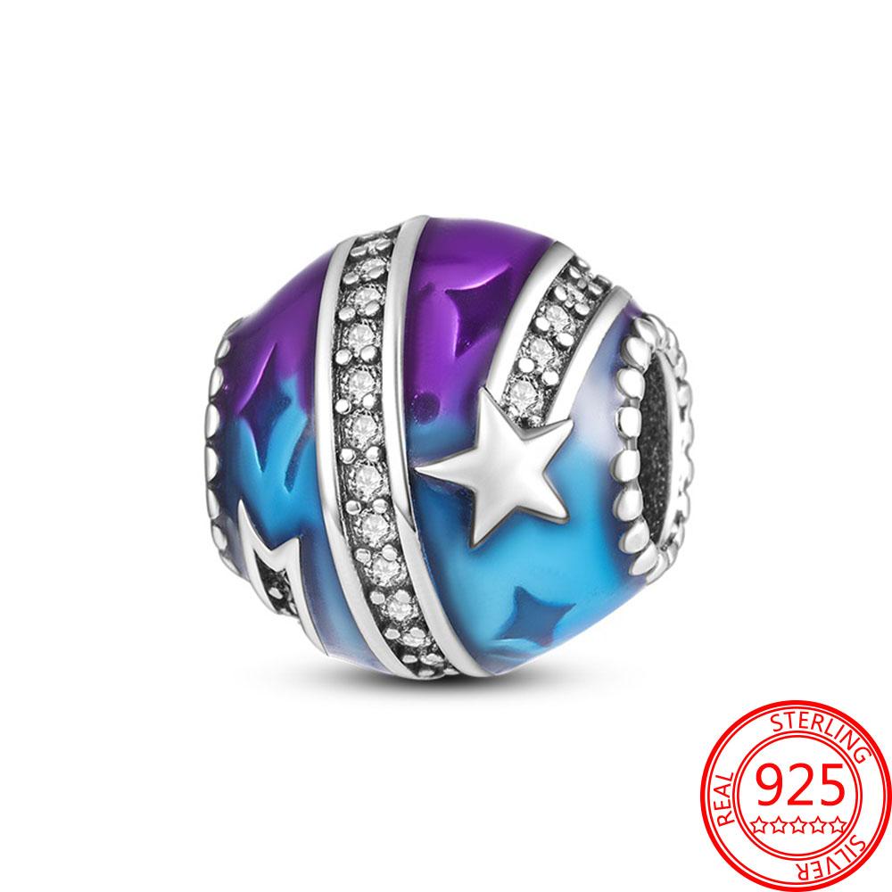 Copper Purple Murano Bead Pansy Flower Dangle Charm Fit Original Brand Bracelet And Necklace Jewelry