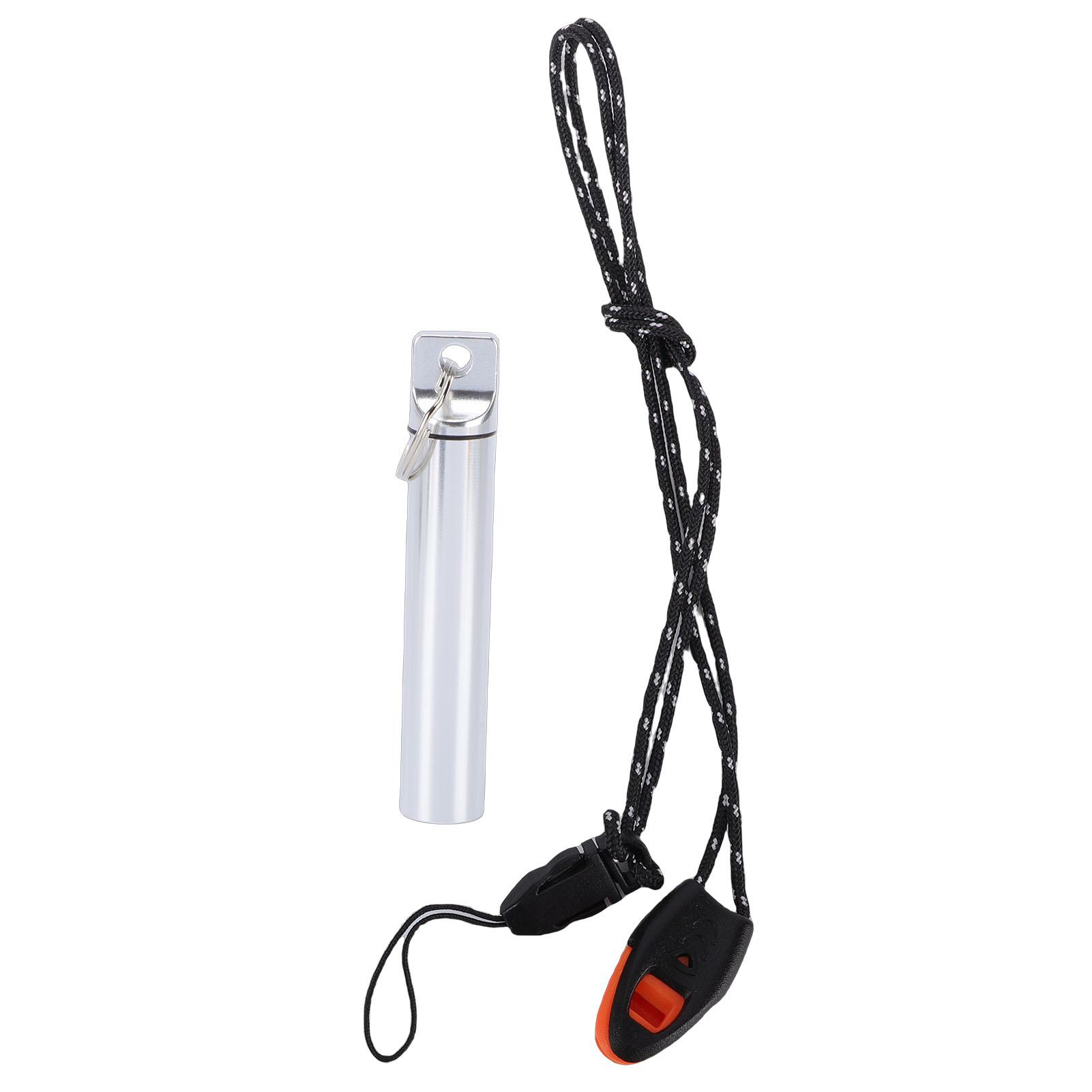 Tomtop Jms Silver Metal Storage Tube Water Proof Aluminum Alloy Airtight Container With Whistle Cord For Travel Camping Exploration