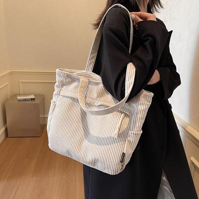 2025 Autumn and Winter New Corduroy Bag Women's Large-capacity Leisure Shoulder Shopping Bag Fashion Sense Commuter Tote Bag