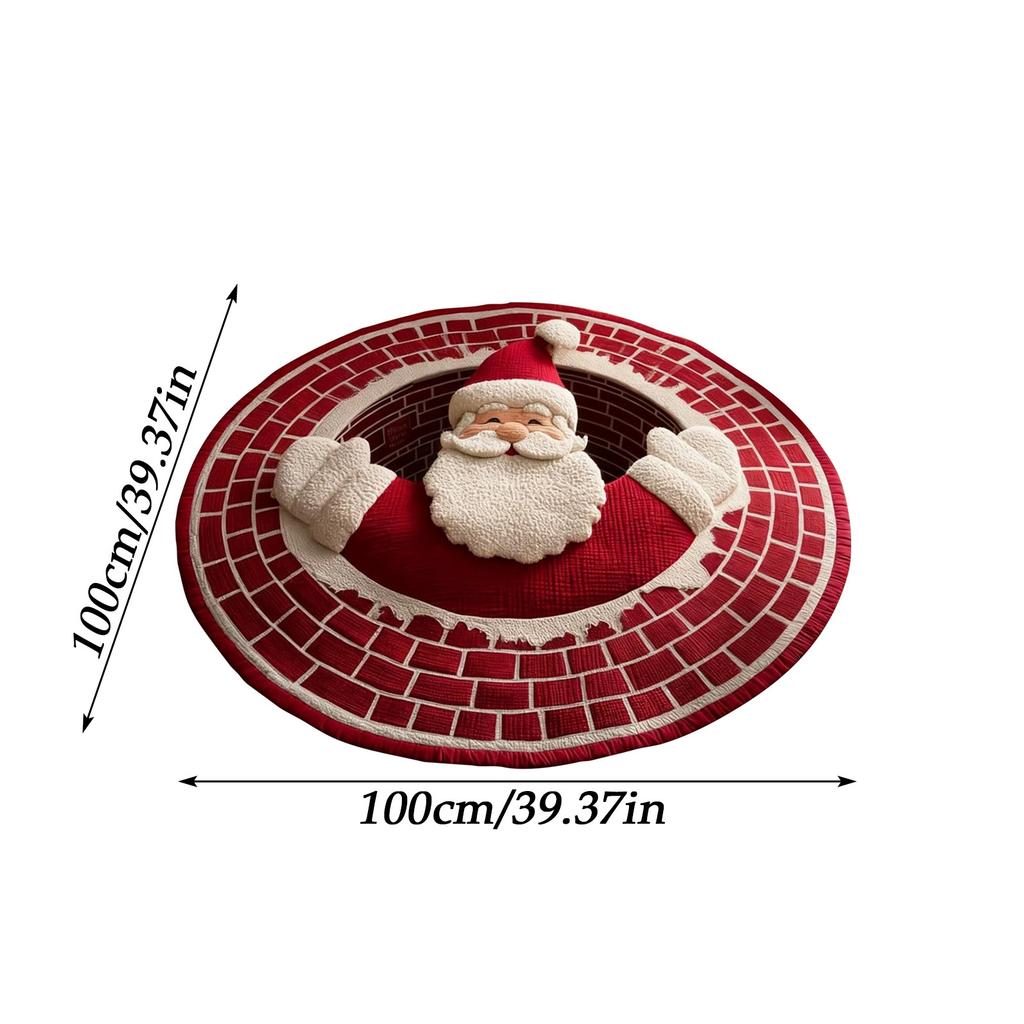 3D Christmas Floor Carpet Funny Visual Illusion Effect Christmas Optical Rug Room Circular Vortex Door Mat Party Decoration
