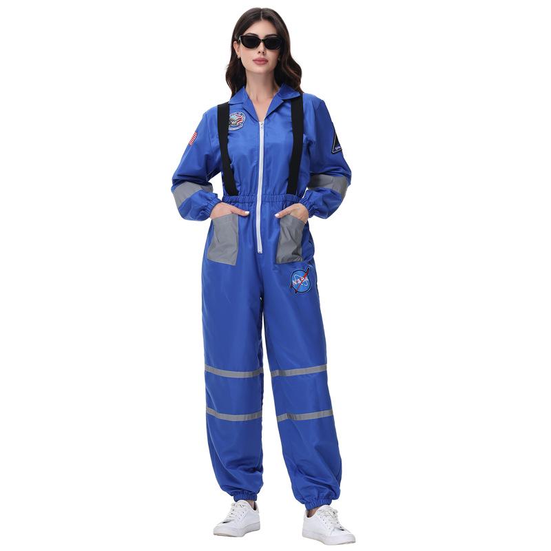 Women's Astronaut Halloween Cosplay Costume - Space Suit for Club or Stage Performance, Bright Colors with Hot Stamping.