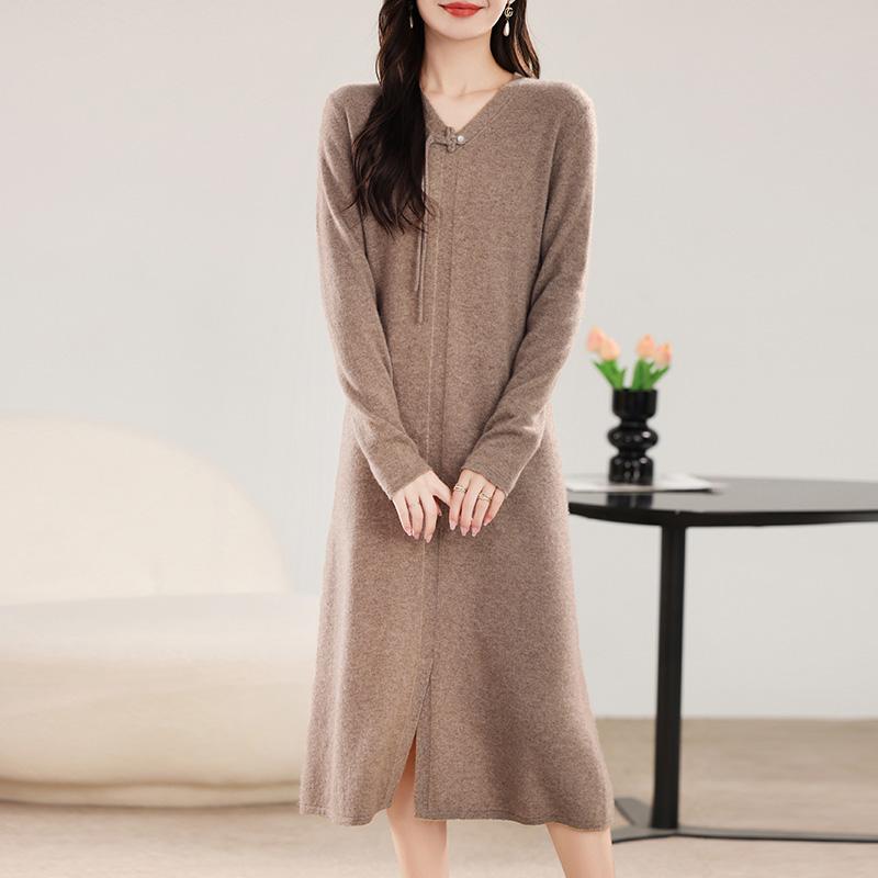 Women's Cashmere Dress Qinghe Cashmere 30% Cashmere 70% Wool Autumn and Winter Cashmere Skirt Soft and Warm