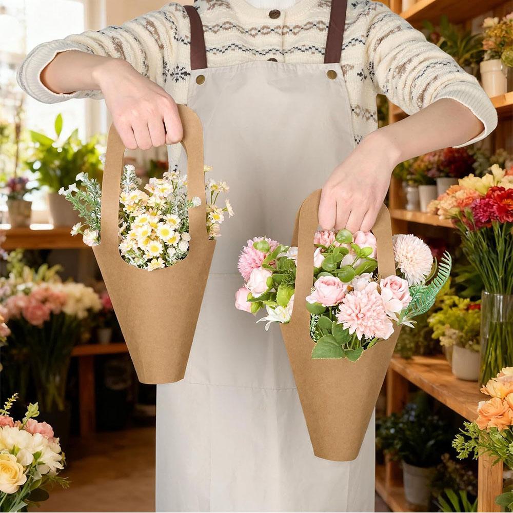 20pcs Kraft Paper Flower Gift Bags For Valentine Wedding