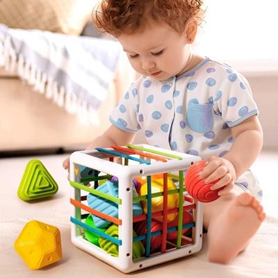 Baby Shape Sorter Toy, Montessori Sensory Cube Sorting Toys, Motor Skills Training Block Games, Kids Educational Toys for Children