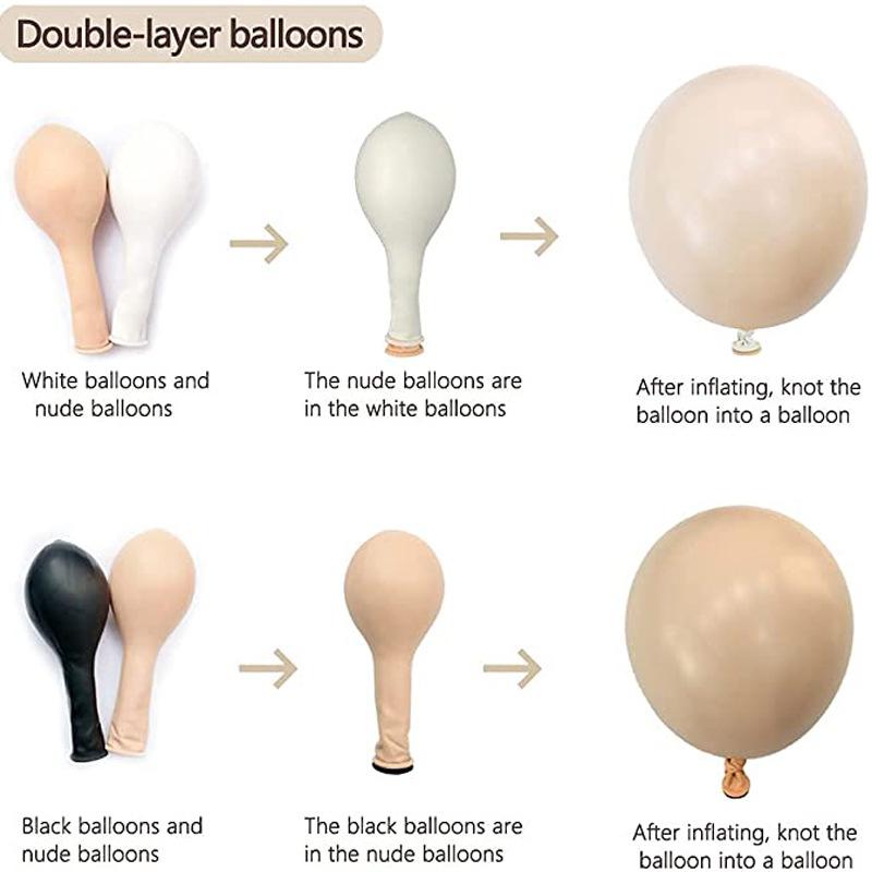 126 Stück Kaffeebraune Latexballons Retro Avocadogrün Hautfarbe Ballons für Babyparty Geburtstagsfeier Globos Zubehör