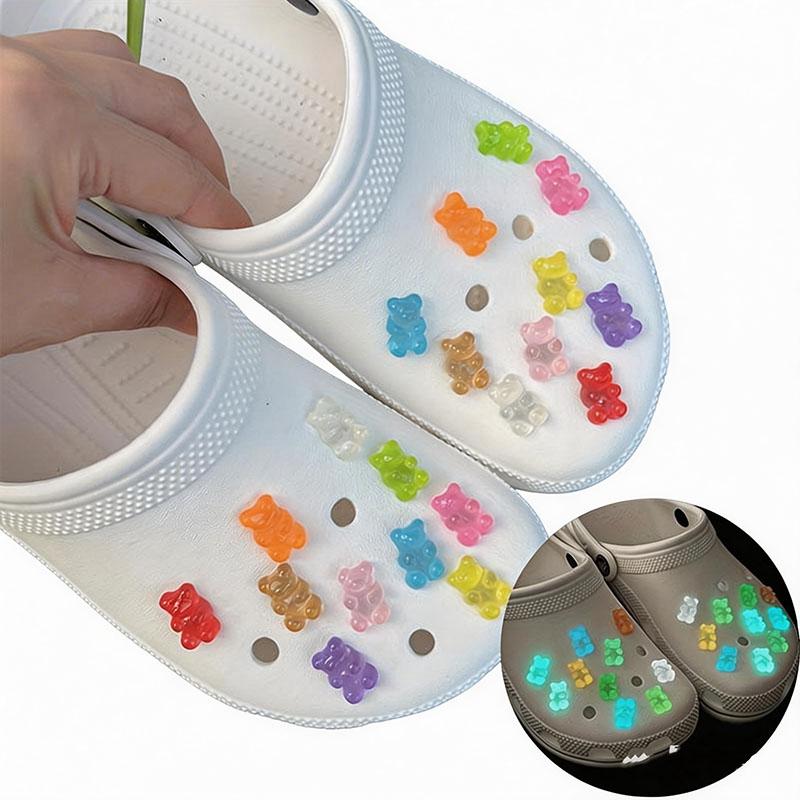 14pcs Fashion Shoes Charms Set Accessories Hole Shoe Buckle Cute Luminous Pentagram DIY 3D Shoes Decorations Party Girls Gifts