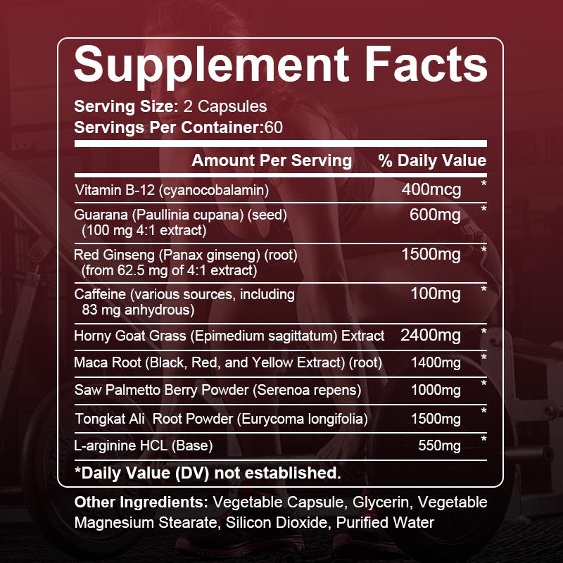 Extreme Energie 9050mg Hochpotente Leistungsunterstützungsformel für Männer & Frauen, 120 Vegane Kapseln