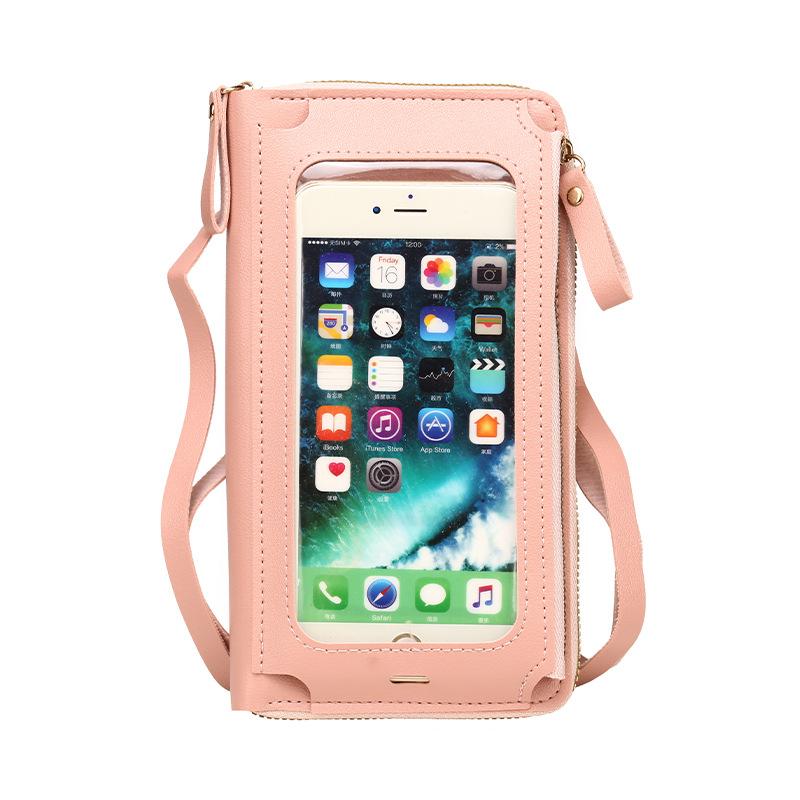 Effen dames crossbody tas multifunctionele schoudertas veelzijdige transparante mobiele telefoon tas modieuze en eenvoudige stijl