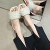 Women's Open-toe Breathable Mesh Upper Pearl Inlaid Slippers Comfortable and Non-rubbing Ladies Outdoor Large Size Women's Shoes
