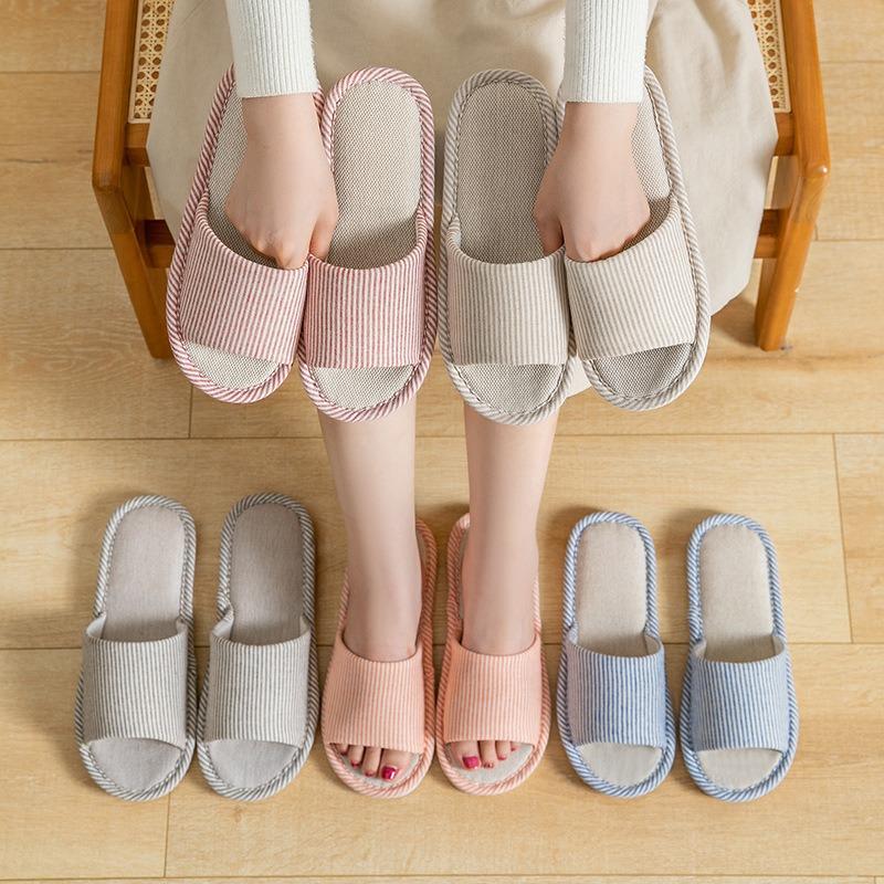 Linen Slippers Women's Spring and Autumn Four Seasons Indoor Household Cotton and Linen Home Non-slip Summer Male Couple