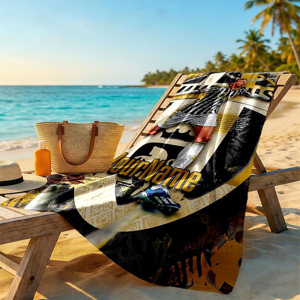 Juventus Customize Your Name Beach Towel High Absorbency & Quick-Dry Suitable for Sports Travel Swimming Yoga Bathroom Beach And Pool