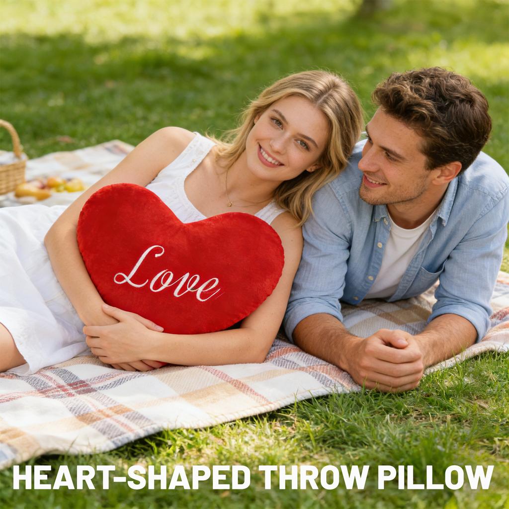 Herzförmiges, Weiches Plüsch-Liebeskissen, Dekorative Decke für Valentinstag, Hochzeit, Schlafzimmer & Sofa, Geschenk für Sie/Ihn