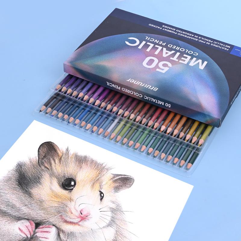 Nuovo Set di 50 Matite Colorate Book Fan 50 Metalliche e Grigio Morandi