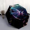 1pc Dragonfly Flowers Automatic Open/Close Umbrella with Folding feature Compact Travel Umbrella, Lightweight design, for Commuting, Business080