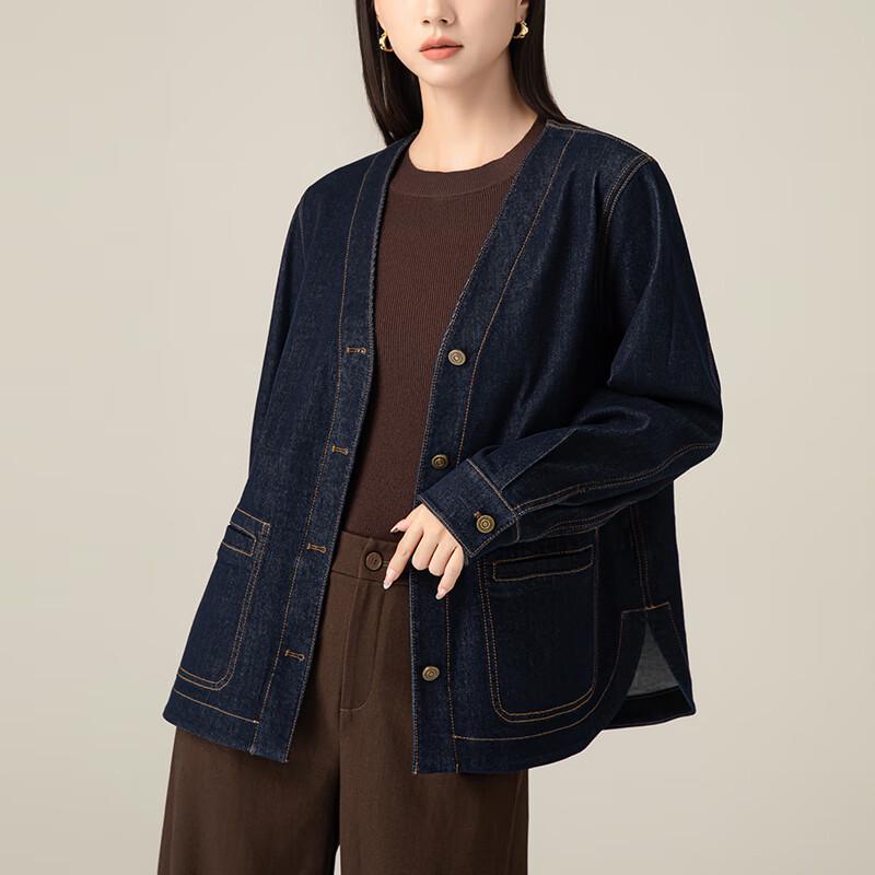 Vanzhen Women's V-Neck Denim Jacket