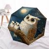 Owl  Pattern, Automatic Folding Umbrella, Portable and Foldable Design, 8 Ribs, a Christmas or Birthday Gift.