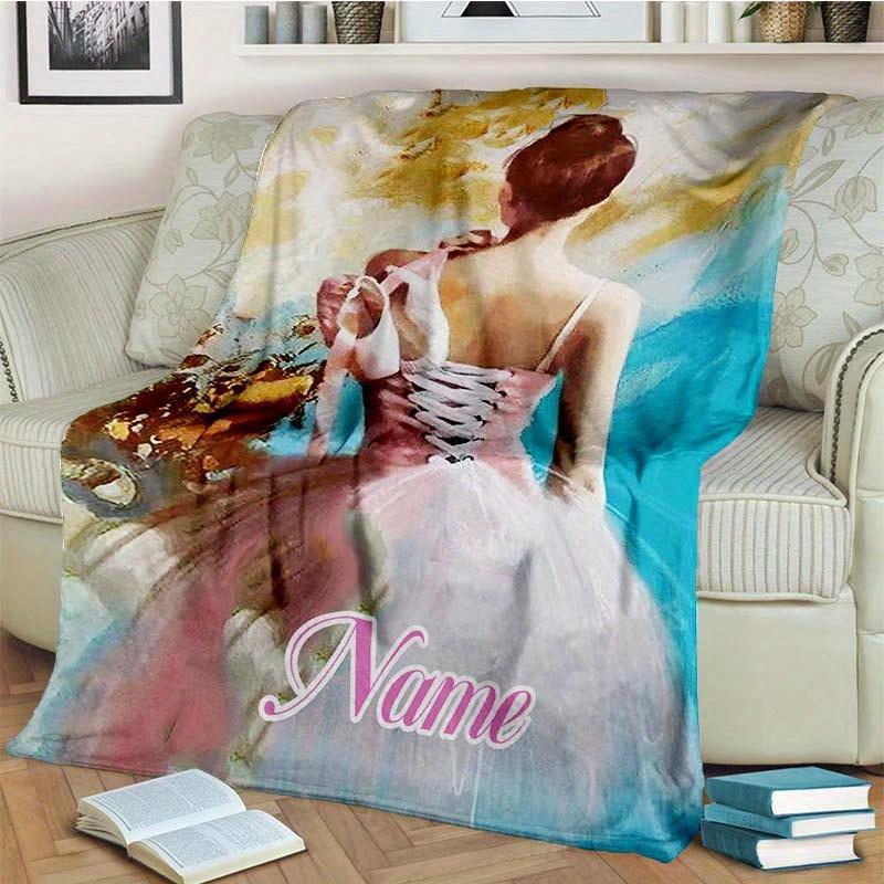 Ballet Girl Customize Your Name Blanket Warm Comfortable And Soft Blankets Are Suitable For Home Lunch Break Blanket Office Sofa Sofa Gift To