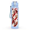 1PC Christmas Candy Cane Strip Print 750ml Color Plastic Sports Water Bottle Leakproof Flip Straw Lid Suitable for Sports Office Home Use