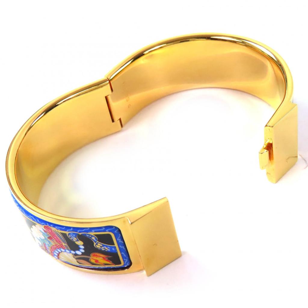 Great HERMES bracelet Location Enamel GM Fan pattern cloisonne bangle Women Used