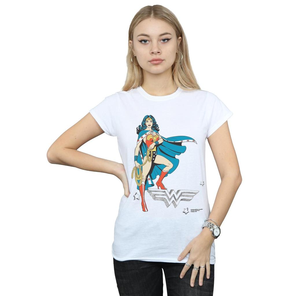 DC Comics Womens/Ladies Wonder Woman Standing Logo Cotton T-Shirt