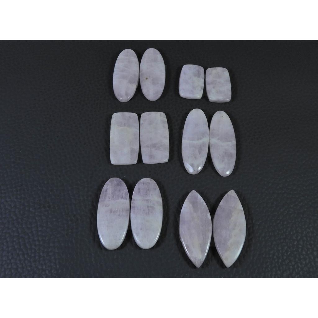 174Cts. Natural Pink Kunzite Matched Pair Mix Cabochon Gemstone 6Pair Lot C-1361