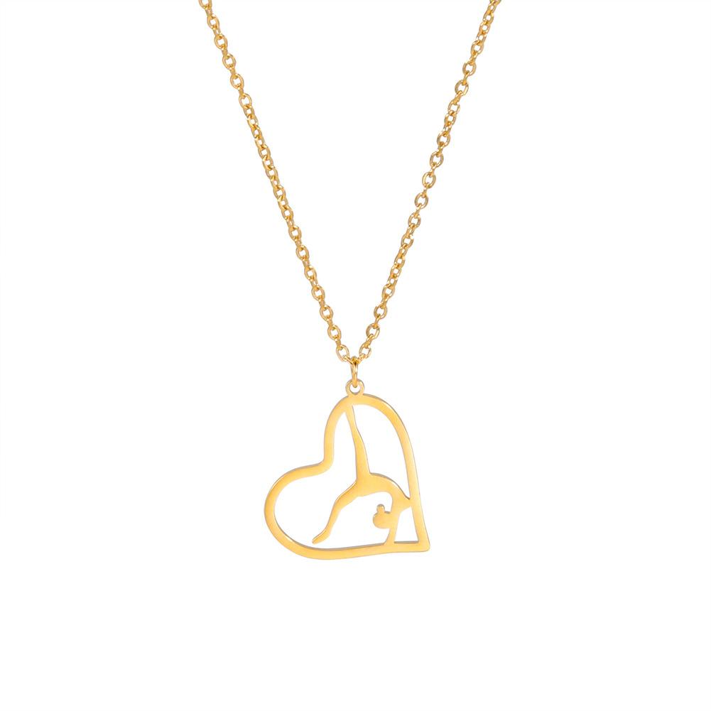 Fashion Minimalist Heart Pendant Necklace Women Gymnastics Theme Jewelry