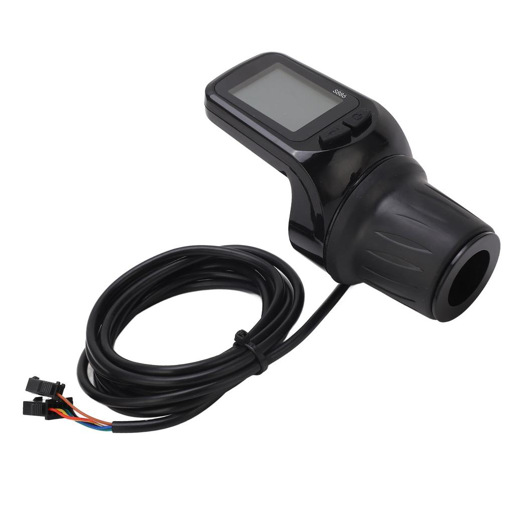 Electric Bike Half Throttle Grip with LCD Display Panel Headlight Interface 5P+2P Ordinary Cable 24V 36V 48V 60V