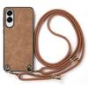 For Samsung Galaxy S25 Edge Retro Leather Phone Back Cover with Adjustable Strap
