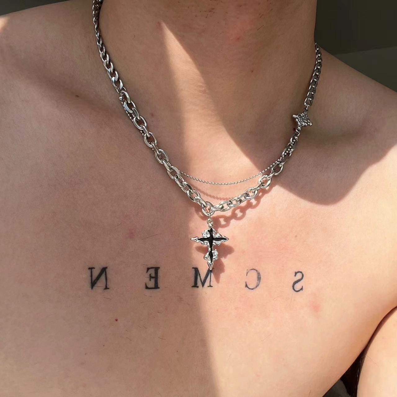 

Панк Стиль Хип-Хоп Ожерелье-Чокер для Мужчин - Высококлассная Цепочка на Ключицу, Ювелирные Изделия Y2K Субкультуры, Сладкий и Крутой Воротник