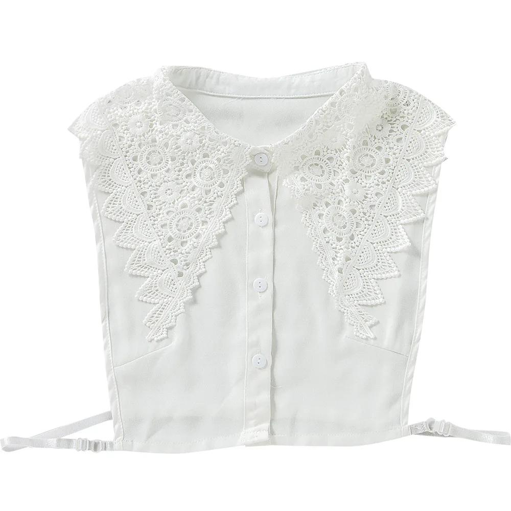 

Женский кружевной белый съемный воротник-куколка, женский винтажный кружевной воротник для рубашки, блузка, топ, ложная блузка, половина рубашки