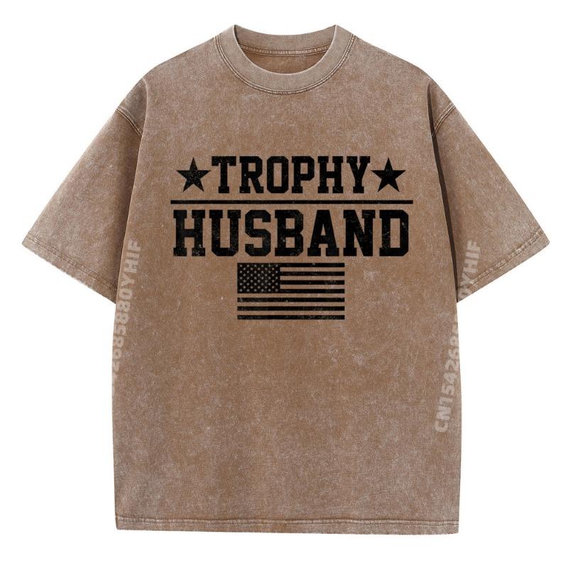 Trophy Husband American Flag Fathers Day Tee womens Fashion T Shirt Hot Sale Soft Washed Clothes Graphic Tees