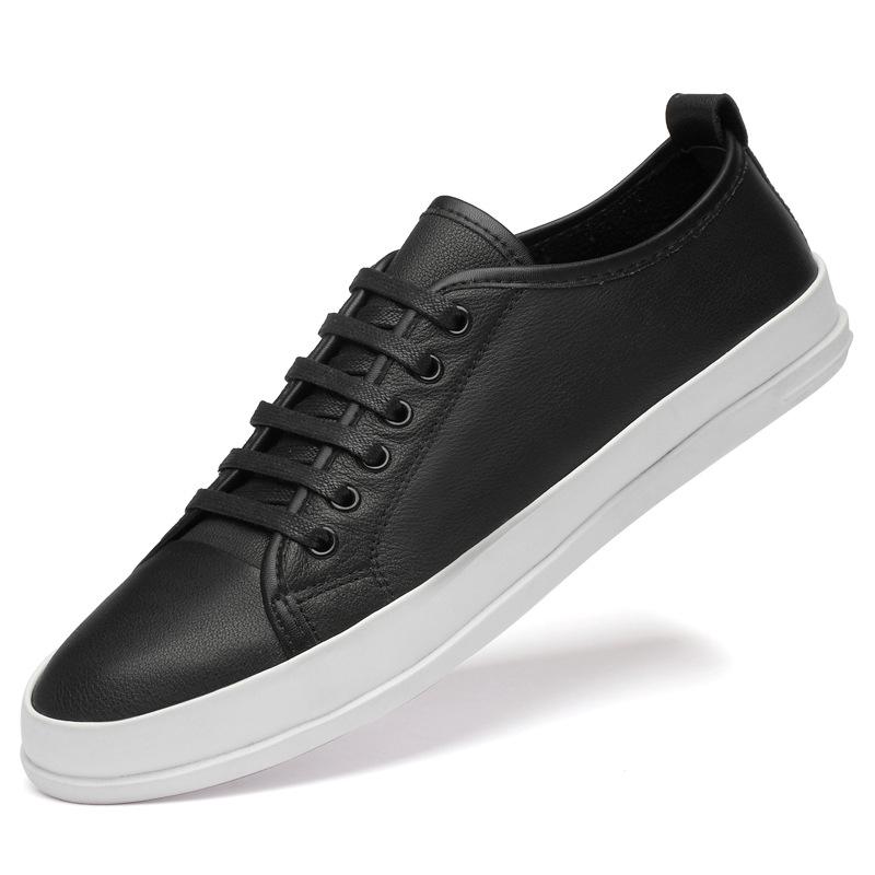 2024 Spring Men's Trendy Genuine Leather Breathable Lace-up Casual Sneakers, Large Size Available