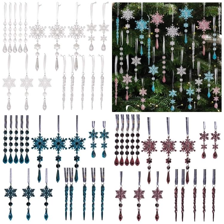 18Pieces Premium Acrylic Ice Christmas Ornamentation Crystal Snowflake Transparent Decors For Indoor Festival Display