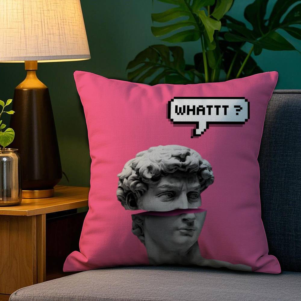 

Funny Art D-David Statue Pillow Case Plush Fabric Soft Double Sided Print Home Sofa High Quality Cushion Cover Throw 12x12Inch
