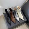 Women's Chunky Heel Pointed Toe Ankle Boots - Slimming Soft Leather for Spring/Autumn Fashion