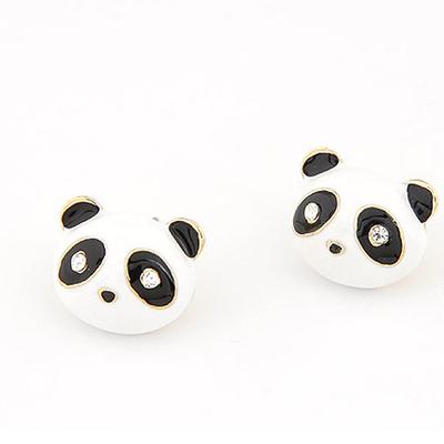 Mode Persönlichkeit Niedlich Flash Diamant Rot Panda Ohrringe, Flash Diamant Schwarz und Weiß Panda Ohrringe