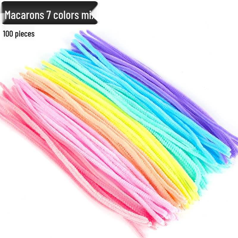 Encrypted Pipe Cleaners: Dense, Thickened 8mm White Strips with Mixed Colors for Handmade DIY Bouquets