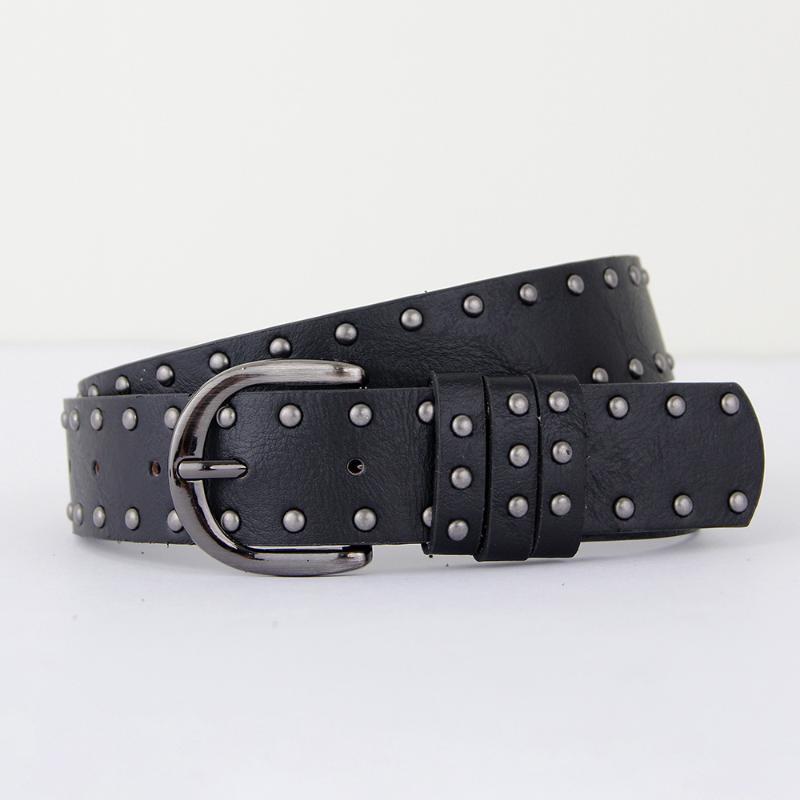 New Hip-Hop Rivet Belt Women Punk Style Pu Leather White Black Retro Belt Strap Waistband Fashion Y2K Jeans Belt Accessories