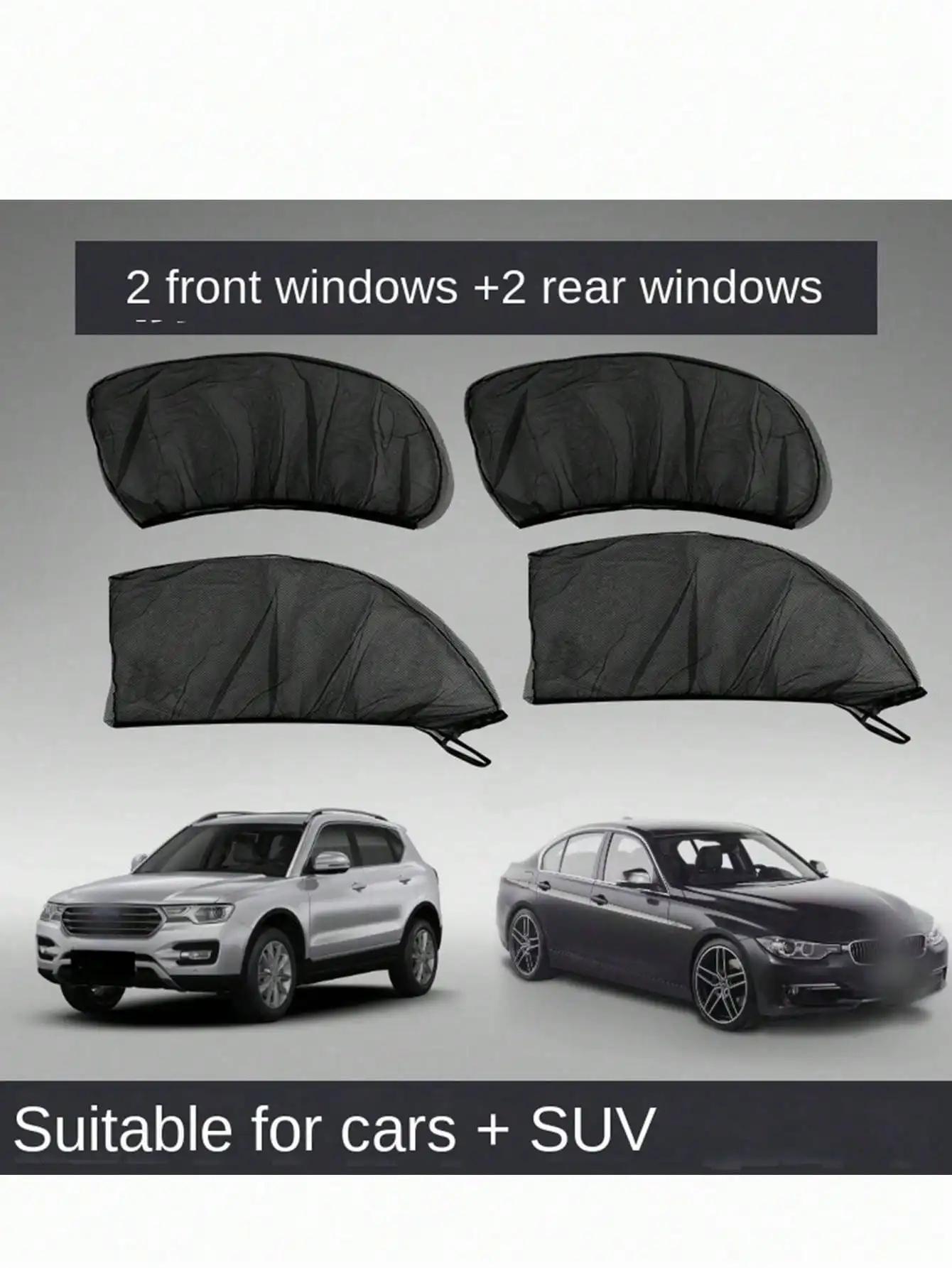 

4 шт. Дышащая сетка, шторка на боковое окно автомобиля, защита от УФ-лучей и насекомых, универсальная москитная сетка для окон автомобиля