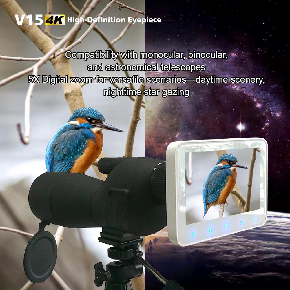 HD Electronic Eyepiece Camera 5-Inch Screen 5X Digital Zoom Telescope Electronic Eyepiece for Bird-Watching Lunar Astronomy