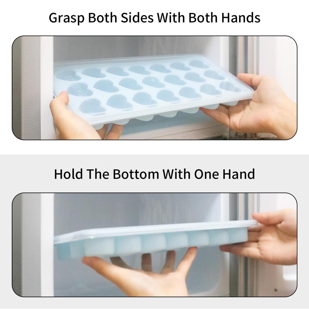 Heart Shape Ice Cube Tray For Freezer 21 Holes Silicone Ice Cube Mold with Removable Lid Flexible for Whiskey Cocktail Chocolate