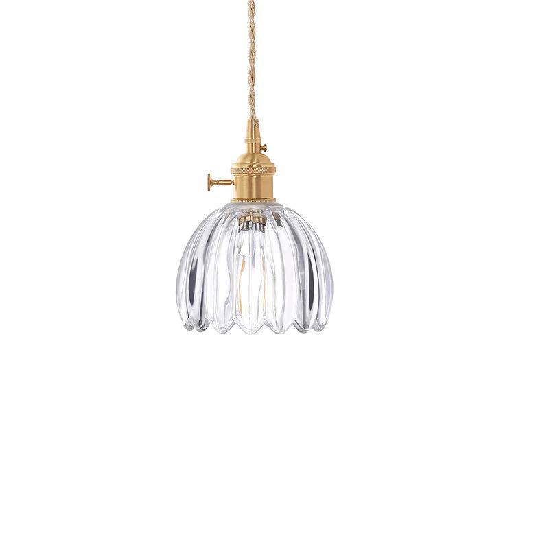 Wireless USB Charging Remote Chandelier with Retro Glass Flowers for Bedroom or Dining Room - Nordic Style