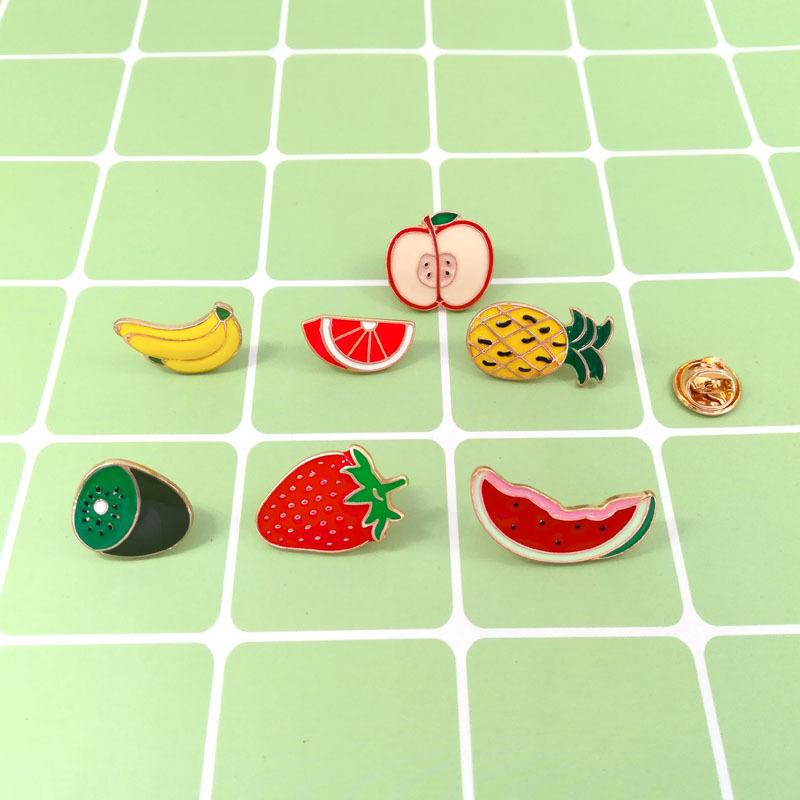 Fruits Brooches Cartoon Cute Enamel Pins Colorful Strawberry Apple Badges Denim Backpack Lapel Pin Lovely Jewelry For Girls Kids
