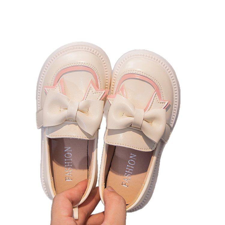 Girls small leather shoes 2025 new spring children's bow fashion loafers girls soft-soled foreign princess shoes