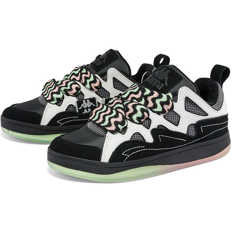 Kappa Fatty Synthetic Leather Fabric Slip Resistant Low Top Skate Shoes Unisex sneakers Black K0BZ5CS20-990