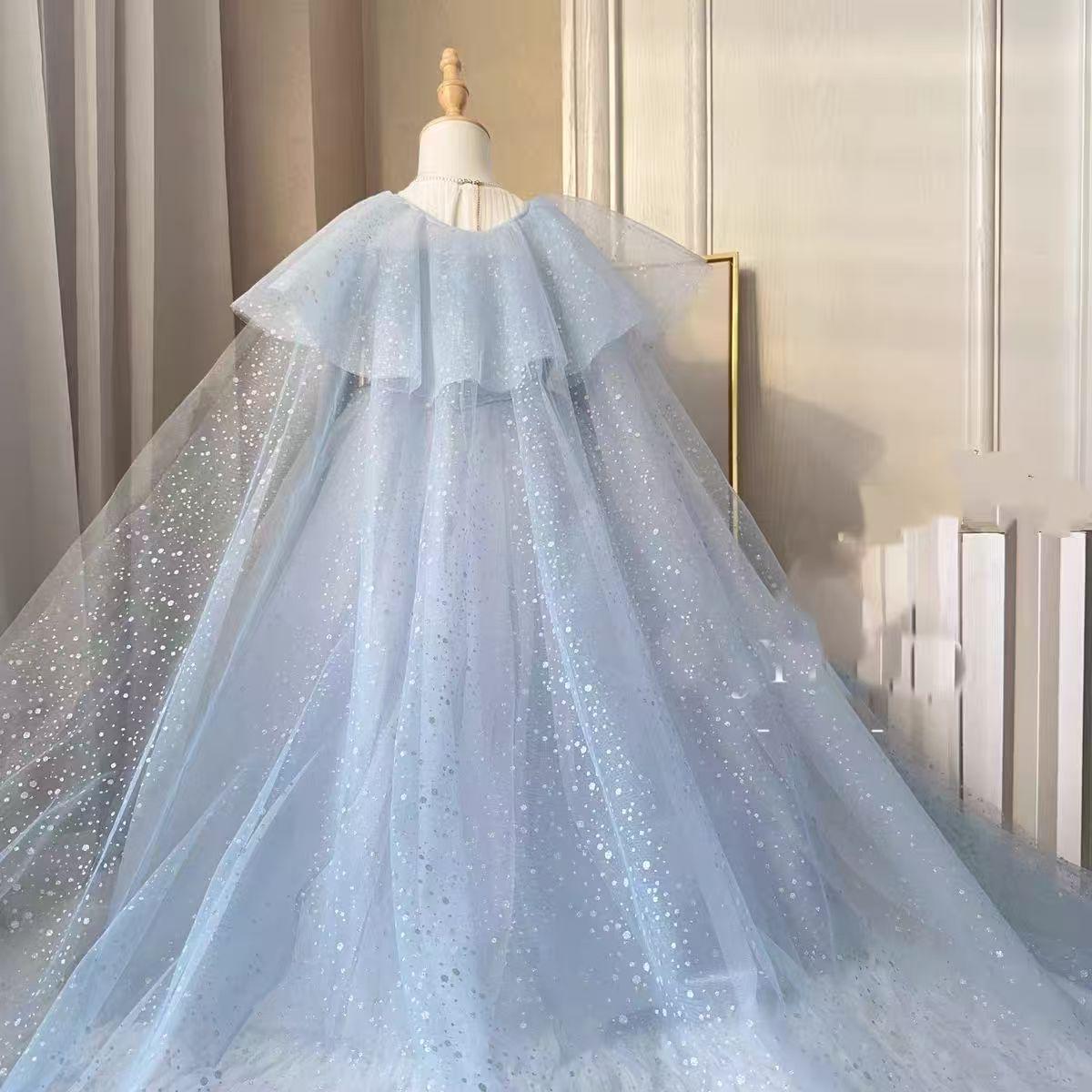 

Плащ Принцессы Эльзы: Длинный шаль до пола для детей и взрослых - Идеально подходит для Хэллоуина и Рождества. 90cm-130cm